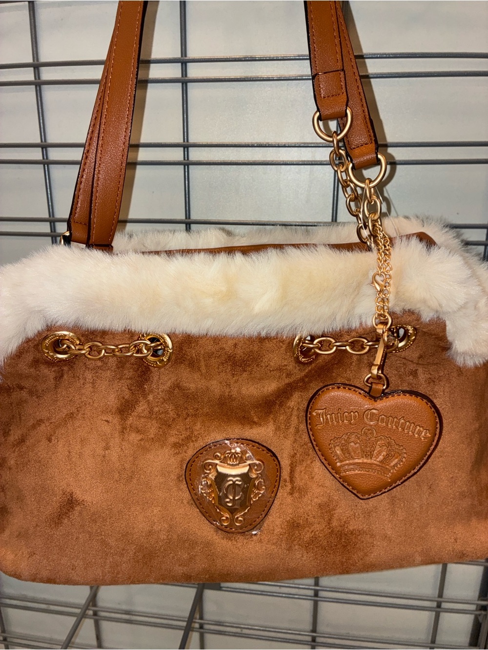 Juicy Y2K faux fur edged suede purse